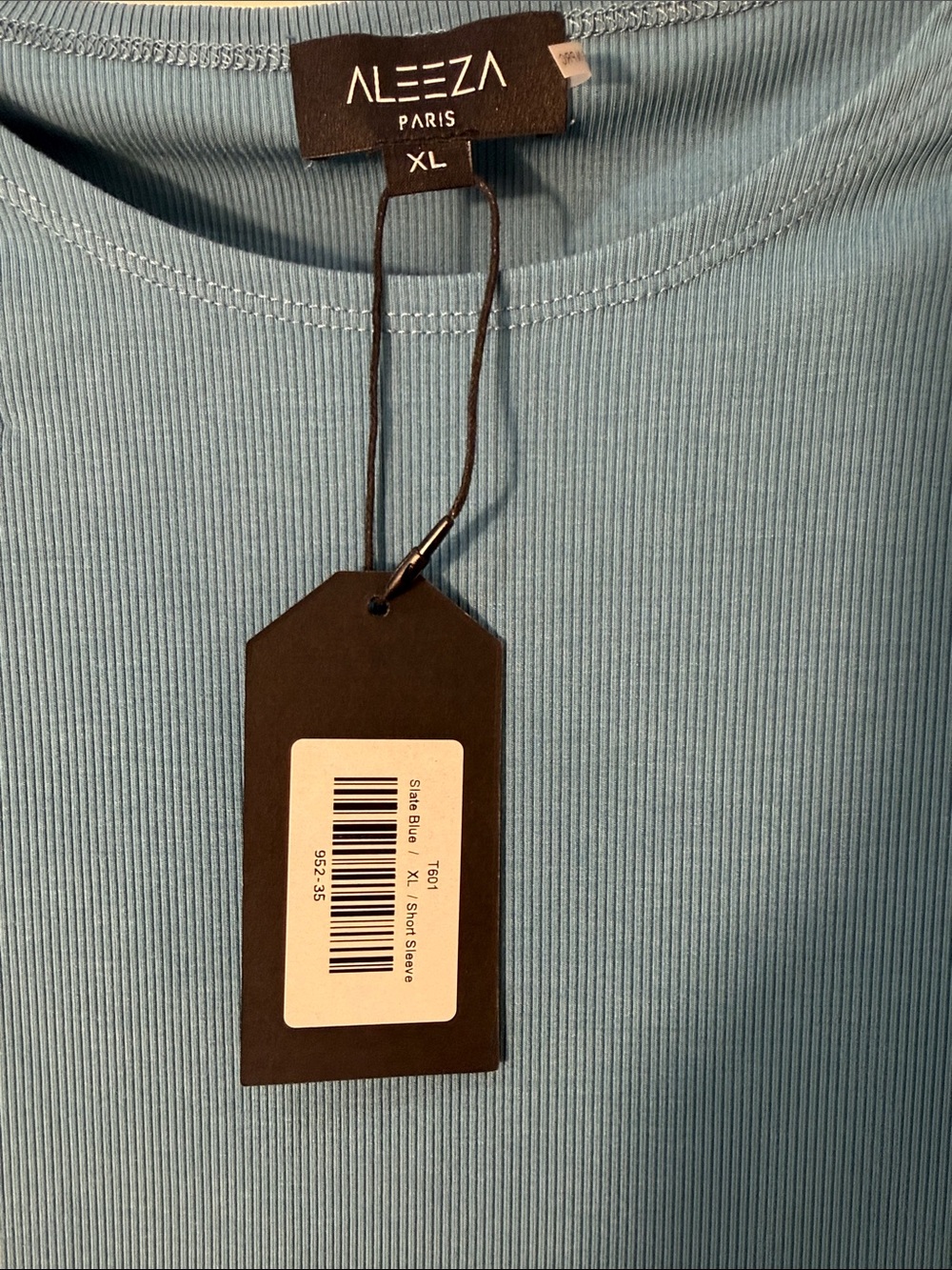 Aleeza Paris Ribbed Modal Top in Slate Blue Size XL NWT - Picture 4 of 4